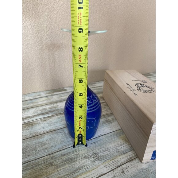 Hello Kitty Edo Kiriko Champagne Glass Blue w/ Wooden Box Sanrio Japan 2017 - Picture 10 of 12